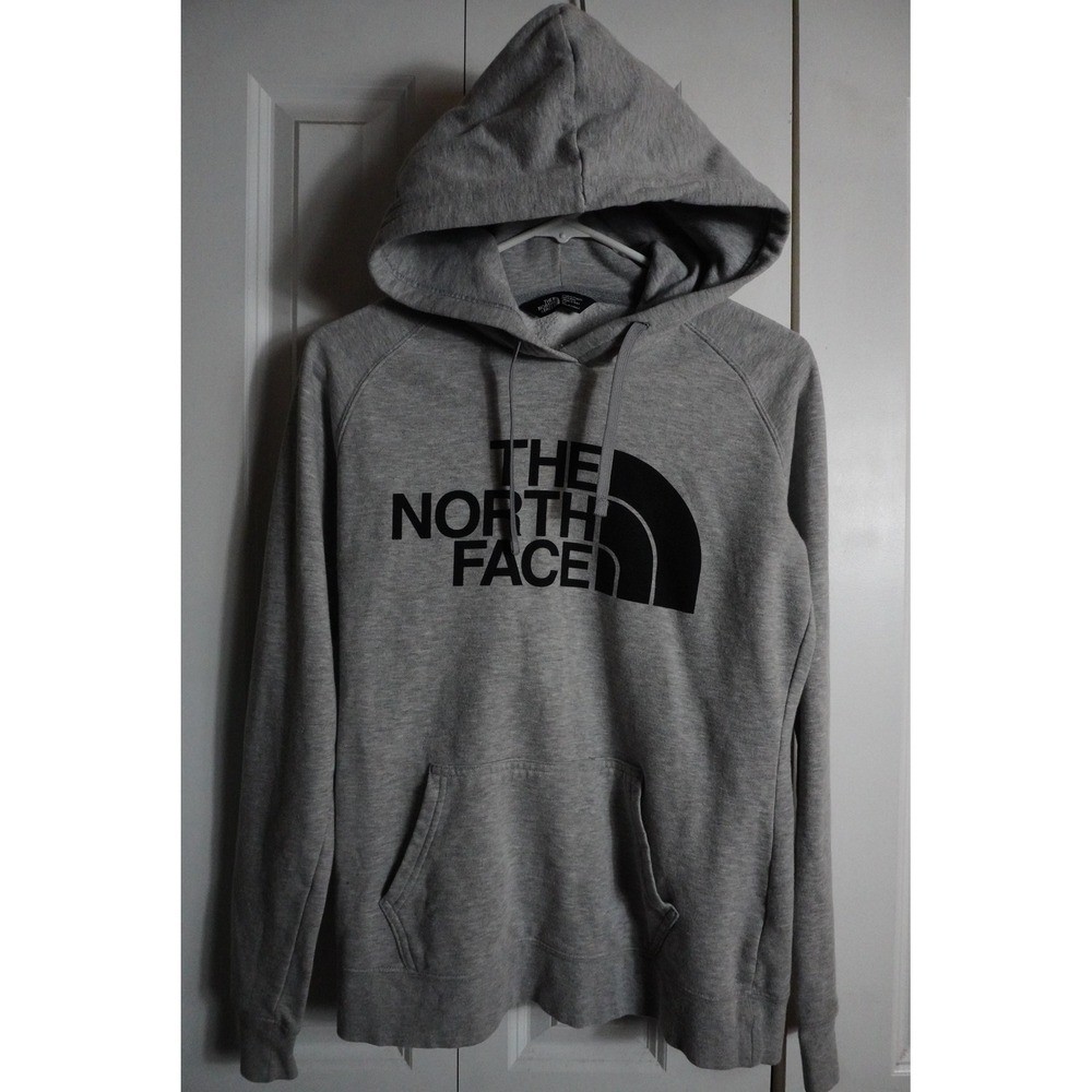 The North Face Hoodie Size S Womens Athletic Gray Black Logo Pullover Sweatshirt